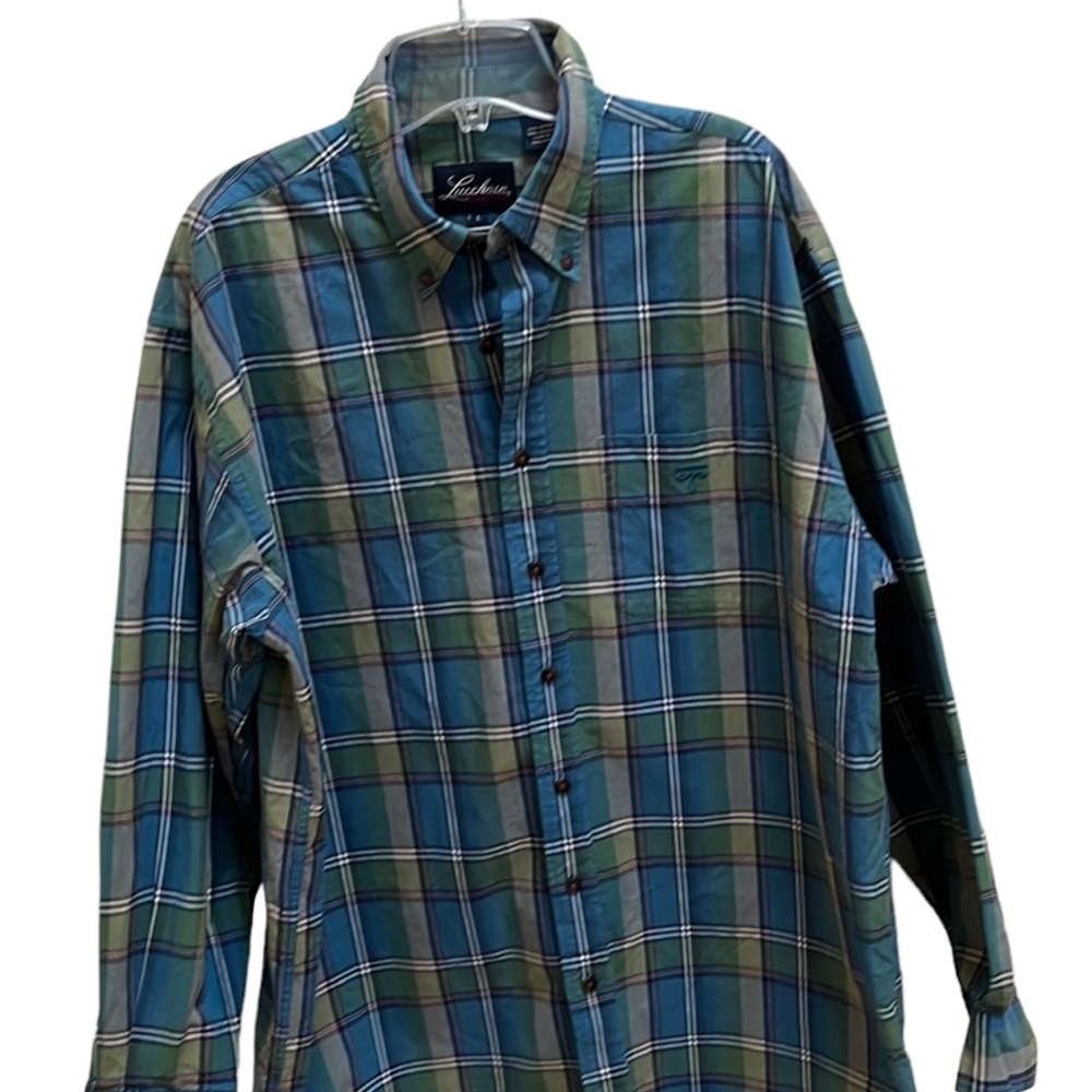 Lucchese Mens Classic 100 % Cotton Button down Casual Dress Shirt. Sz Large